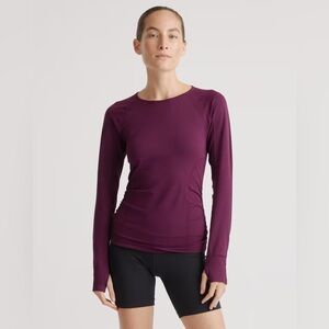 Quince Women's Seamless Ruched‎ Long Sleeve Top Plum Medium